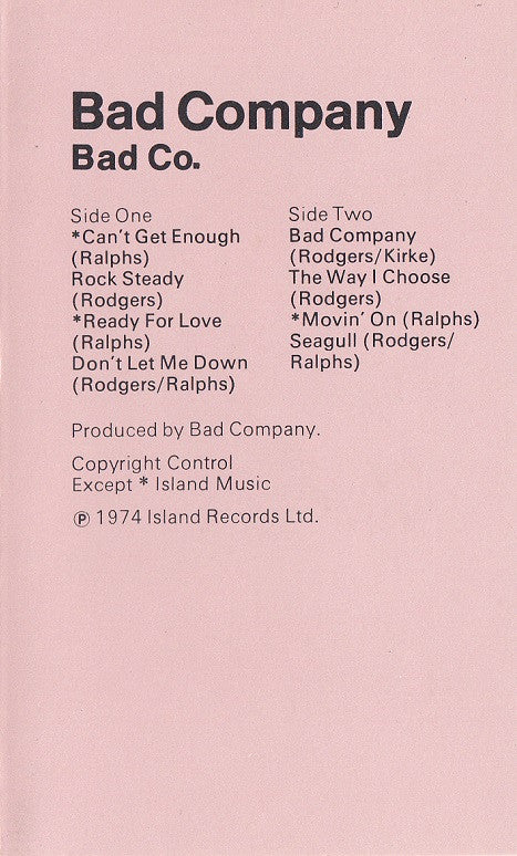 Bad Company (3) : Bad Company (Cass, Album, Bla)