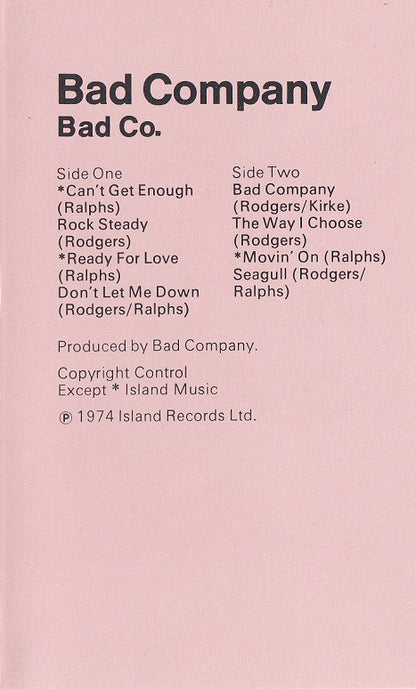 Bad Company (3) : Bad Company (Cass, Album, Bla)