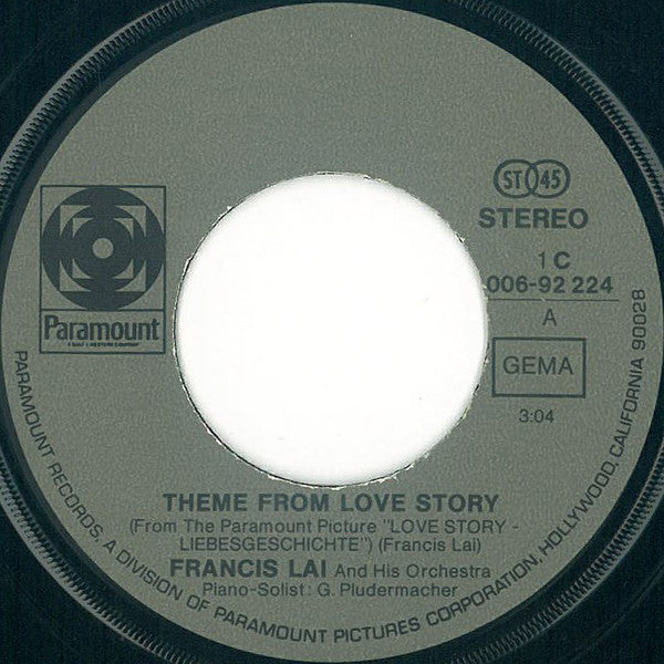 Francis Lai And His Orchestra : Love Story - Liebesgeschichte (7", Single)