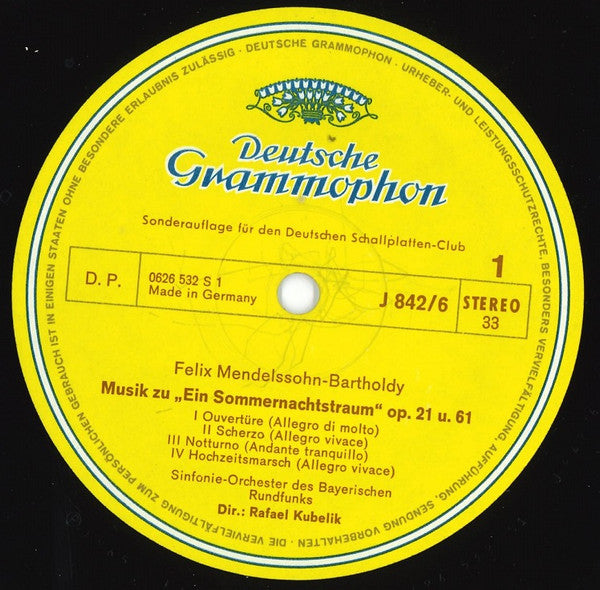 Felix Mendelssohn-Bartholdy, Symphonie-Orchester Des Bayerischen Rundfunks · Rafael Kubelik / Berliner Philharmoniker · Lorin Maazel : Ein Sommernachtstraum / Symphonie Nr. 4 A-dur »Italienische« (LP, Comp, Club)