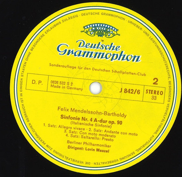 Felix Mendelssohn-Bartholdy, Symphonie-Orchester Des Bayerischen Rundfunks · Rafael Kubelik / Berliner Philharmoniker · Lorin Maazel : Ein Sommernachtstraum / Symphonie Nr. 4 A-dur »Italienische« (LP, Comp, Club)