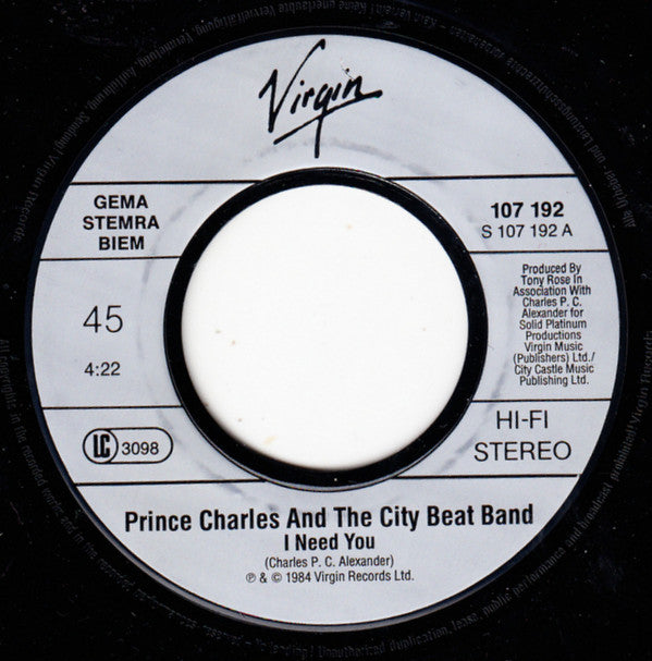 Prince Charles And The City Beat Band : I Need You / Jailhouse Rock (7", Single, Promo)