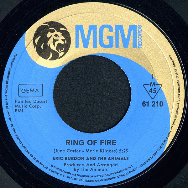 Eric Burdon & The Animals : Ring Of Fire / I'm An Animal (7", Single)