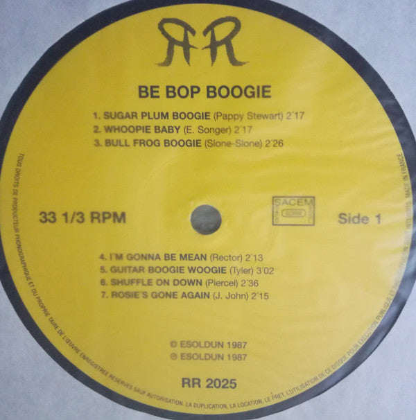 Various : Be Bop Boogie (LP, Comp, RE, Yel)