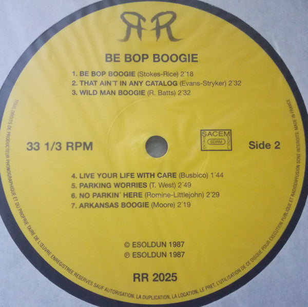 Various : Be Bop Boogie (LP, Comp, RE, Yel)