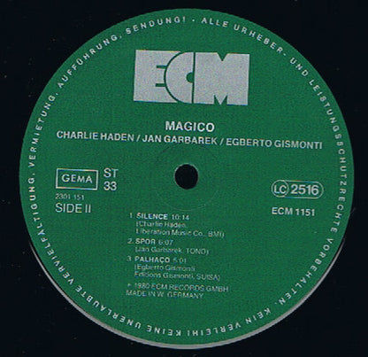 Charlie Haden, Jan Garbarek, Egberto Gismonti : Magico (LP, Album)