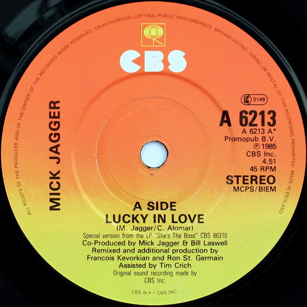 Mick Jagger : Lucky In Love (7", Single)