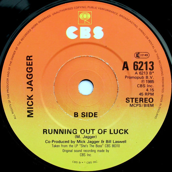 Mick Jagger : Lucky In Love (7", Single)