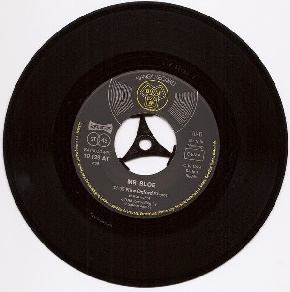 Mr. Bloe : 71-75 New Oxford Street / Get Out Of This Town (7", Single)