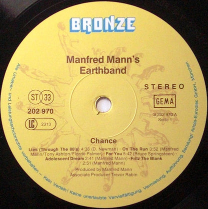 Manfred Mann's Earth Band : Chance (LP, Album, RP)