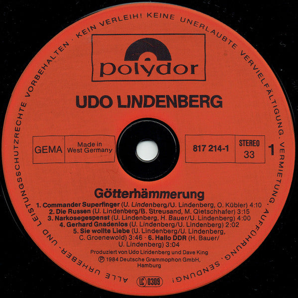 Udo Lindenberg Und Das Panikorchester : Götterhämmerung (LP, Album)