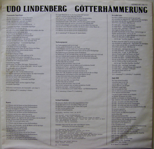 Udo Lindenberg Und Das Panikorchester : Götterhämmerung (LP, Album)