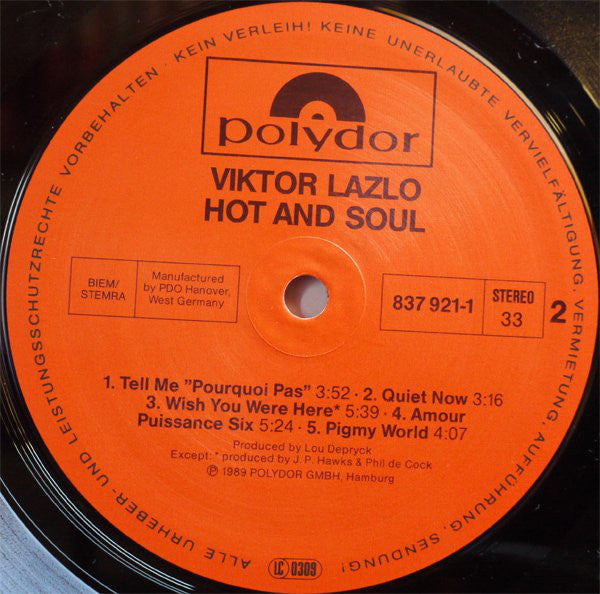 Viktor Lazlo : Hot And Soul (LP, Album)