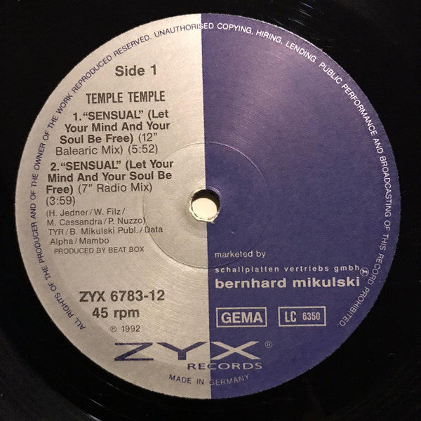 Temple Temple : Sensual (12", Maxi)