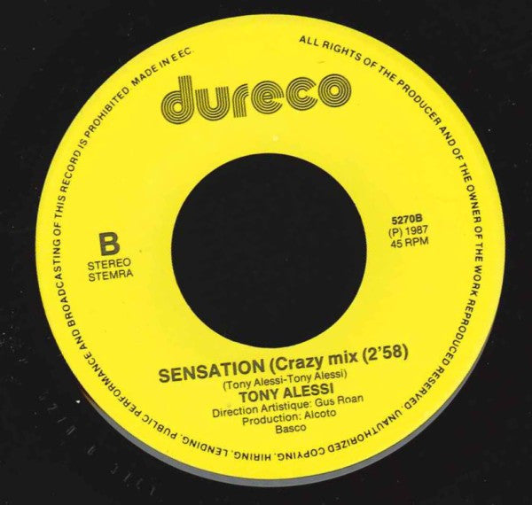 Tony Alessi : Sensation (7", Single)