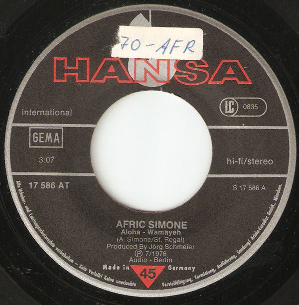 Afric Simone : Aloha Wamayeh (7", Single)