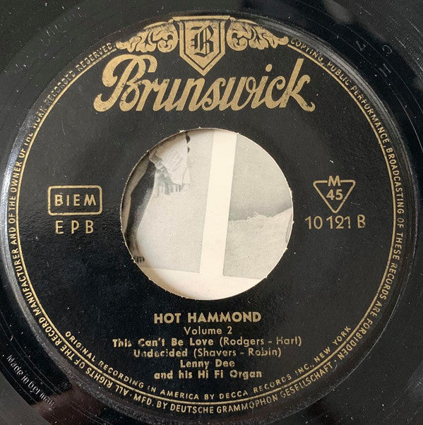 Lenny Dee (2) : Hot Hammond Vol. 2 (7", EP)