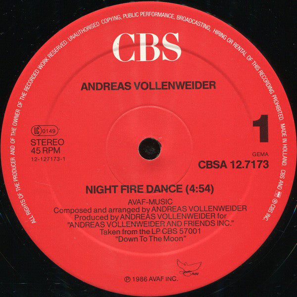 Andreas Vollenweider : Night Fire Dance (12", Maxi)