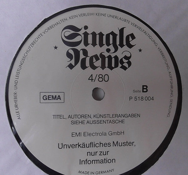 Various : Single News 4'80 (LP, Comp, Promo)