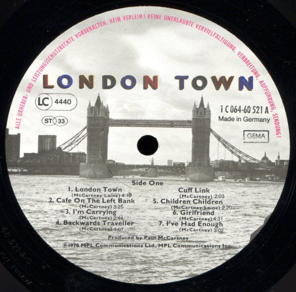 Wings (2) : London Town (LP, Album)