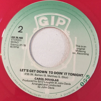 Carol Douglas : Burnin' (7", Single, Red)