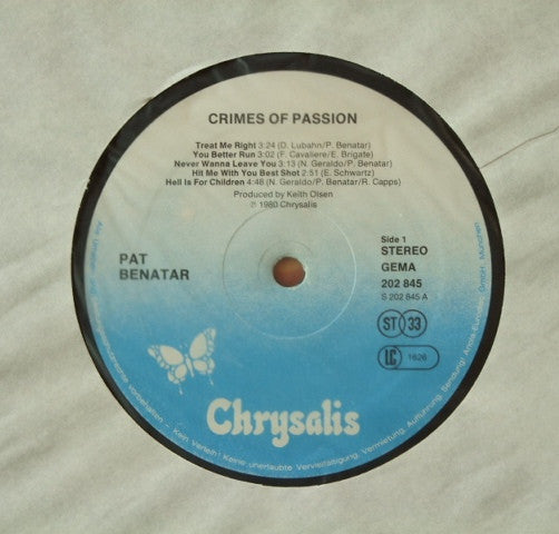 Pat Benatar : Crimes Of Passion (LP, Album)