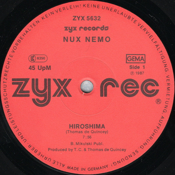 Nux Nemo : Hiroshima (12")