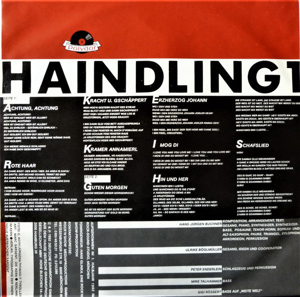 Hans-Jürgen Buchner : Haindling 1 (LP, Album, Inj)