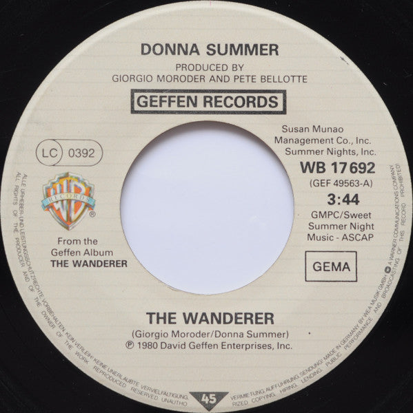 Donna Summer : The Wanderer (7", Single)