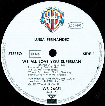 Luisa Fernandez : We All Love You Superman (12", Maxi, Ltd)