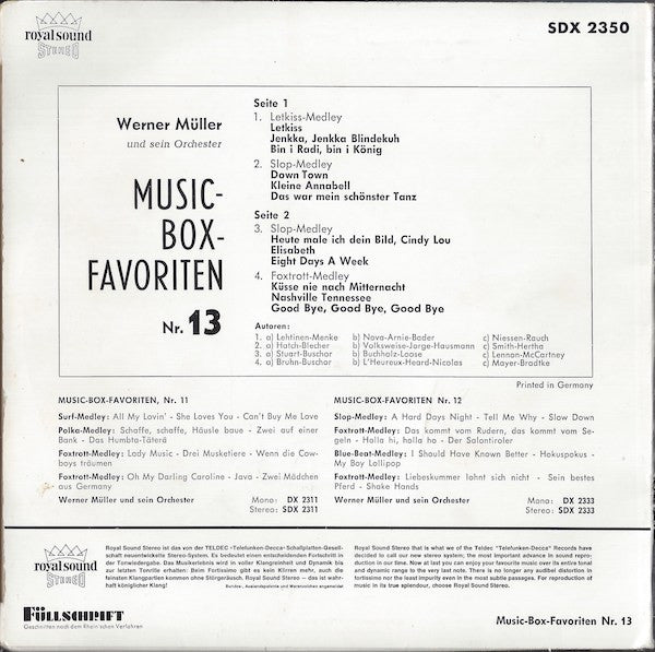 Werner Müller Und Sein Orchester : Music-Box-Favoriten Nr. 13 (7", EP)