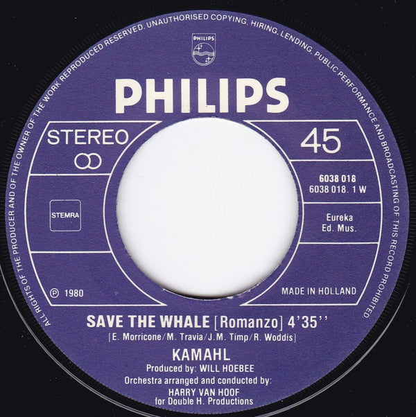 Kamahl : Save The Whale / Loving Hearts (7", Single)