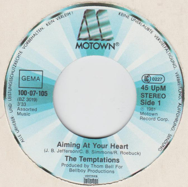 The Temptations : Aiming At Your Heart (7", Single)