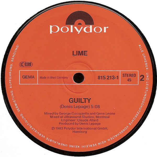 Lime (2) : Guilty (Special New Club-Mix) (12", Maxi)