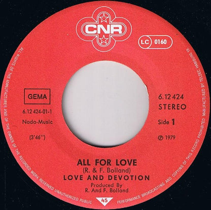 Love And Devotion : All For Love (7", Single)