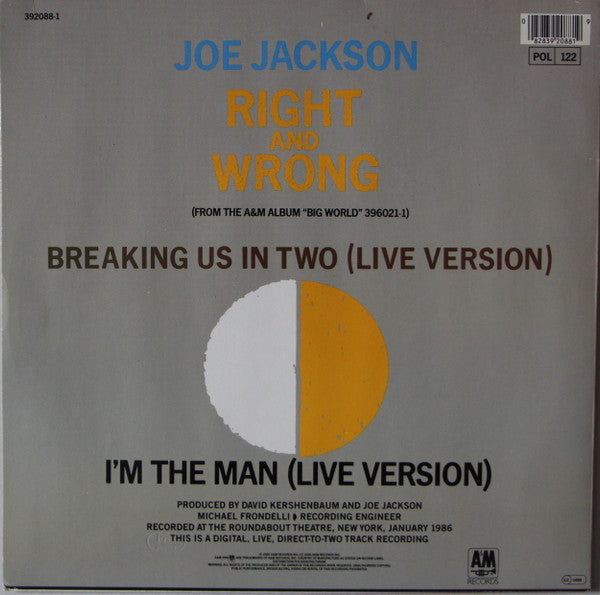 Joe Jackson : Right And Wrong (12", Maxi)