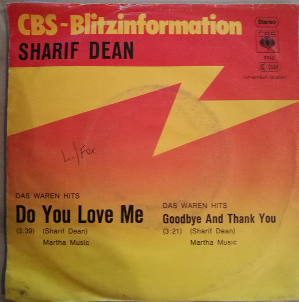 Sharif Dean : Do You Love Me / Goodbye And Thank You (7", Single, Promo)