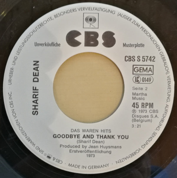 Sharif Dean : Do You Love Me / Goodbye And Thank You (7", Single, Promo)