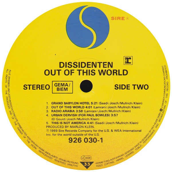 Dissidenten : Out Of This World (LP, Album)