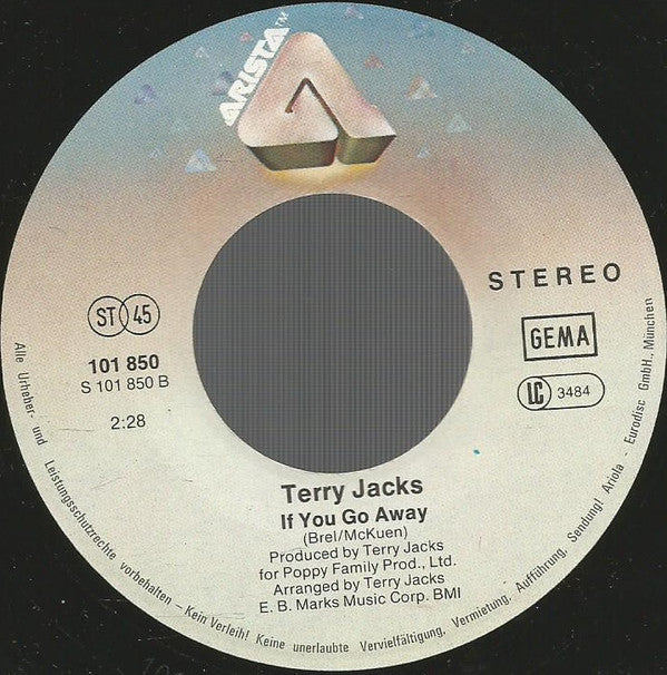 Terry Jacks : Seasons In The Sun / If You Go Away (7", Single, Mono, RE)