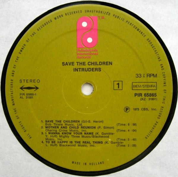 The Intruders : Save The Children (LP, Album)