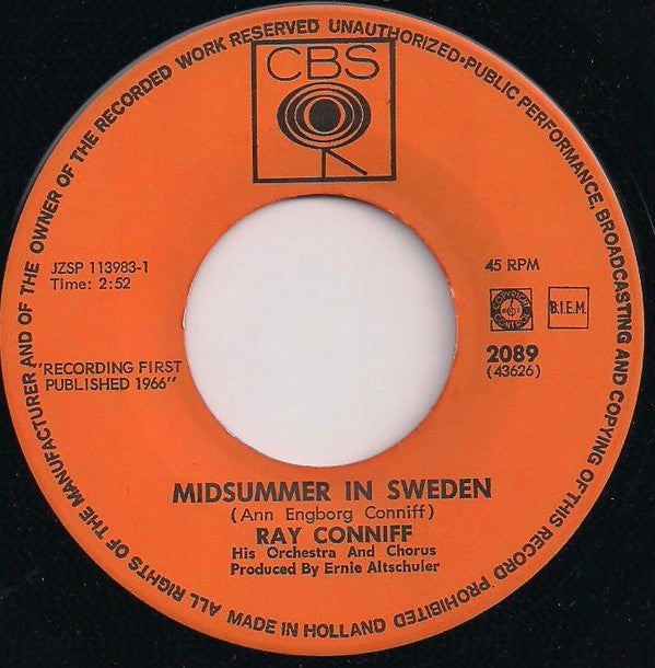 Ray Conniff : Lara's Theme (Somewhere My Love) / Midsummer In Sweden (7", Single)