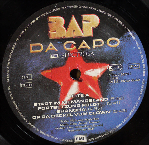 BAP : Da Capo (LP, Album)