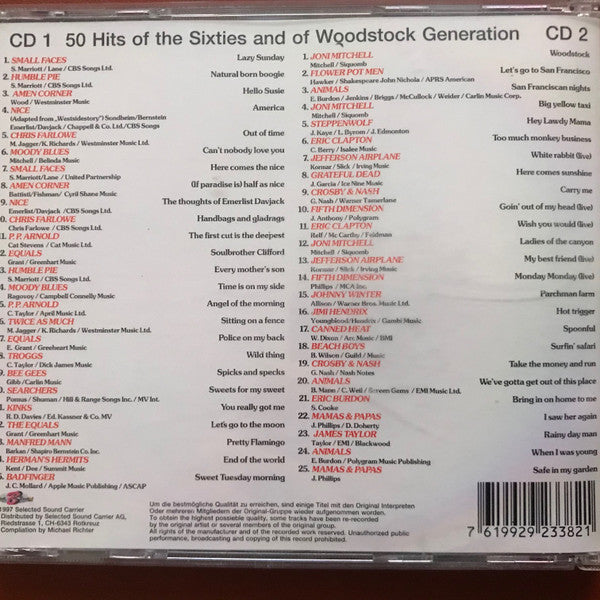 Various : 50 Hits Of The Sixties And Of Woodstock Generation (2xCD, Comp, RM)