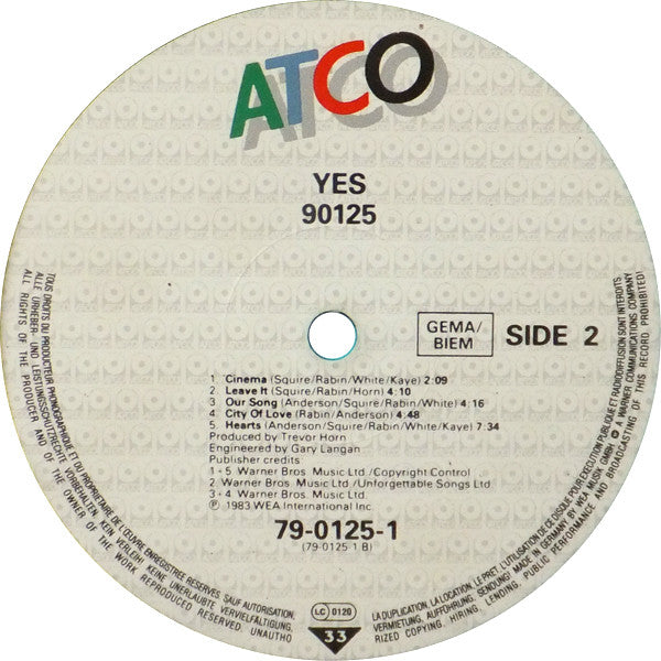 Yes : 90125 (LP, Album, RE)