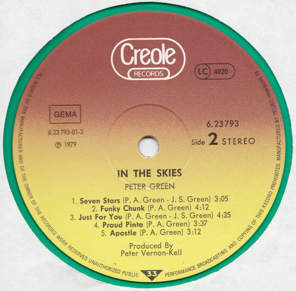 Peter Green (2) : In The Skies (LP, Album, Gre)