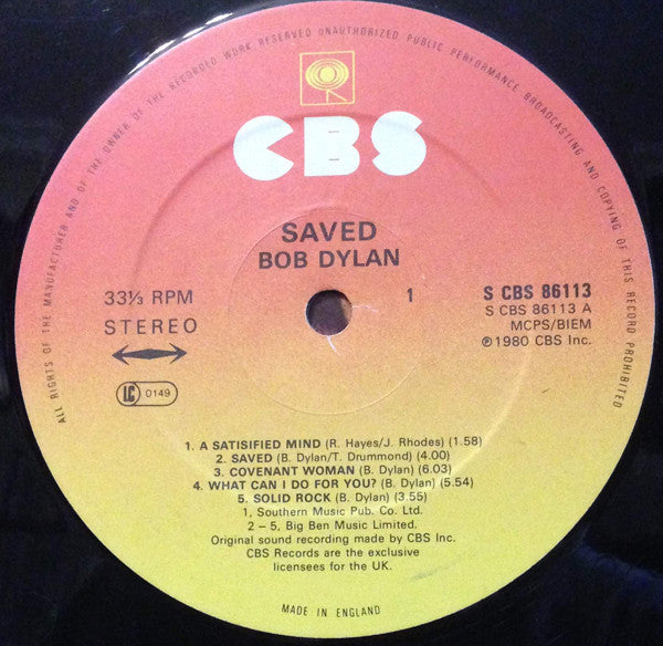 Bob Dylan : Saved (LP, Album)