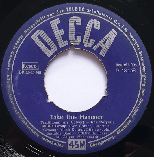 Ken Colyer's Skiffle Group : Take This Hammer / Down By The Riverside (7", Single, Tri)