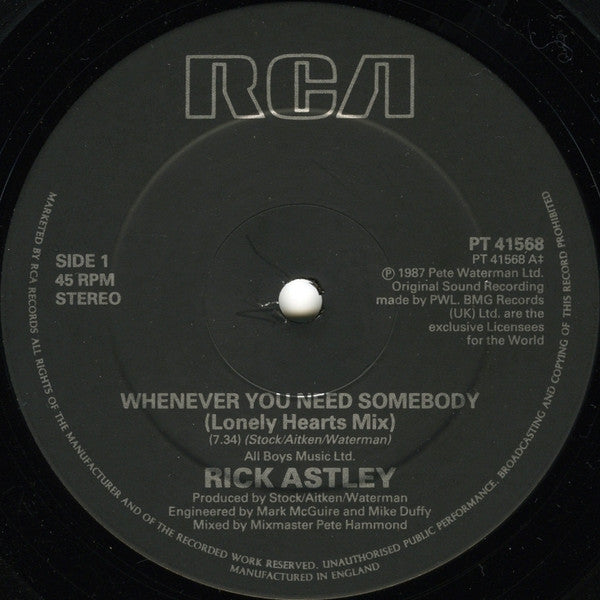 Rick Astley : Whenever You Need Somebody (12", Single)