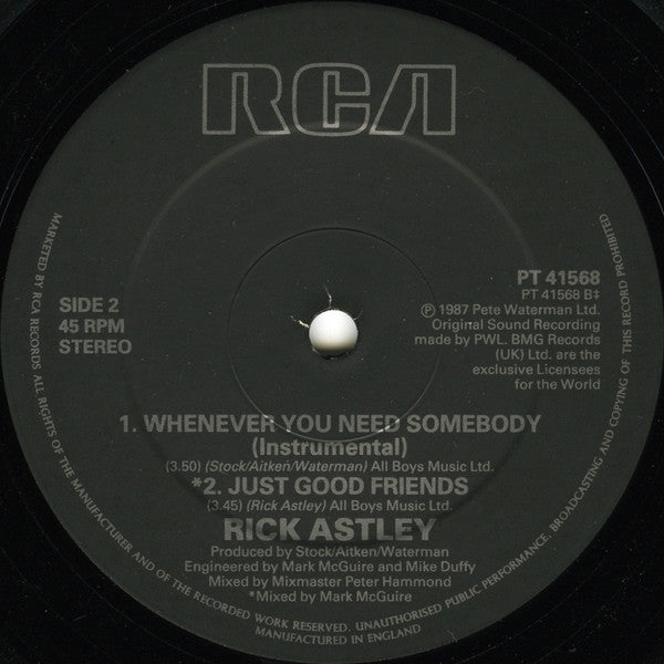 Rick Astley : Whenever You Need Somebody (12", Single)